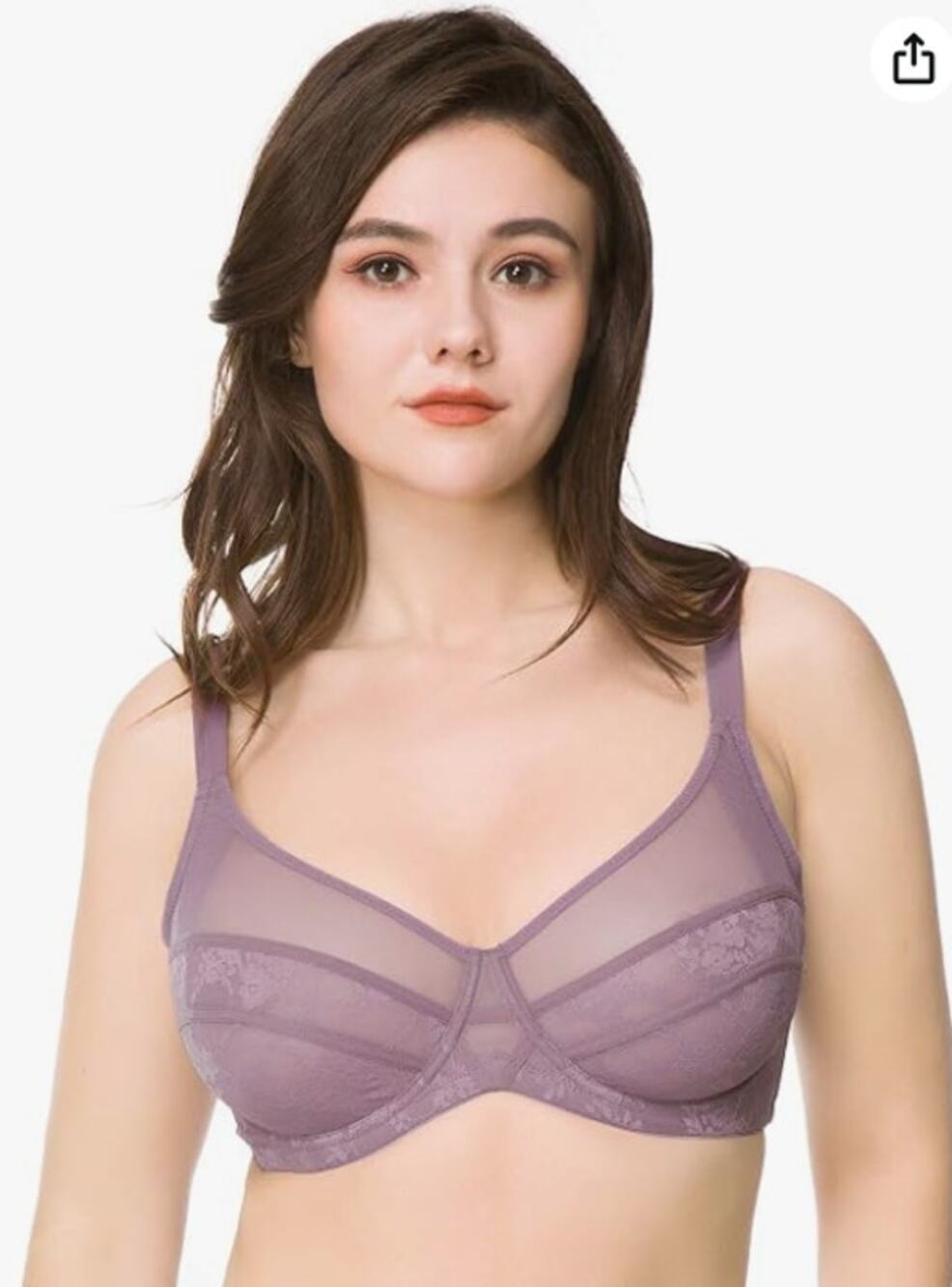 HSIA Minimizer Lace Underwire Bra 38DD Dusty Purple Unlined Full Coverage NWT